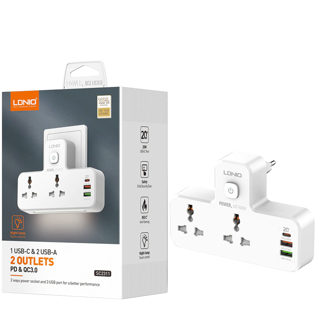 LDNIO - Universal Power Socket With Night Lamp casemarts