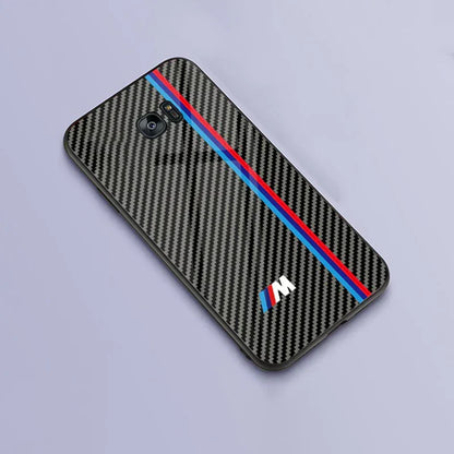 Galaxy S7 Edge 3D Carbon Fiber Pattern Glass Case casemarts