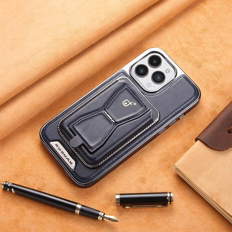 Luxury Electroplating Leather Phone Case With Magnetic Detachable Card Wallet