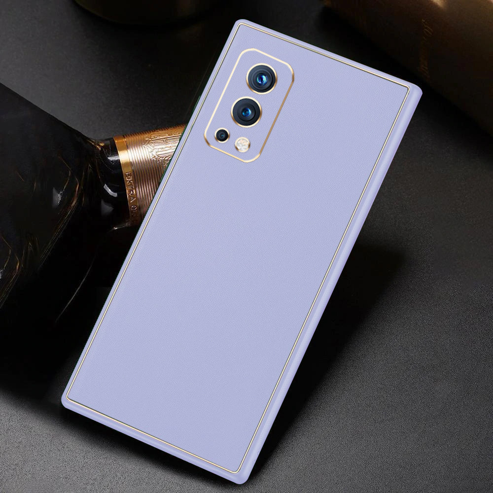 OnePlus Nord 2 Leather Textured Gold Plated Case casemarts