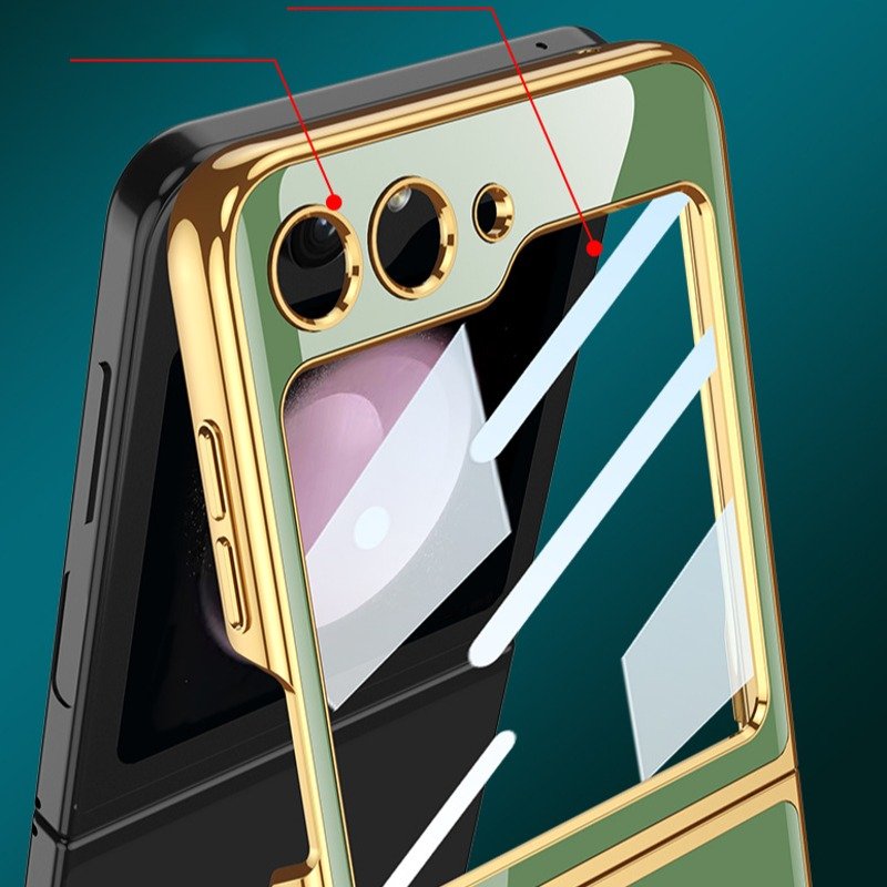 Galaxy Z Flip5 Electroplating Deer Print Glass Case casemarts