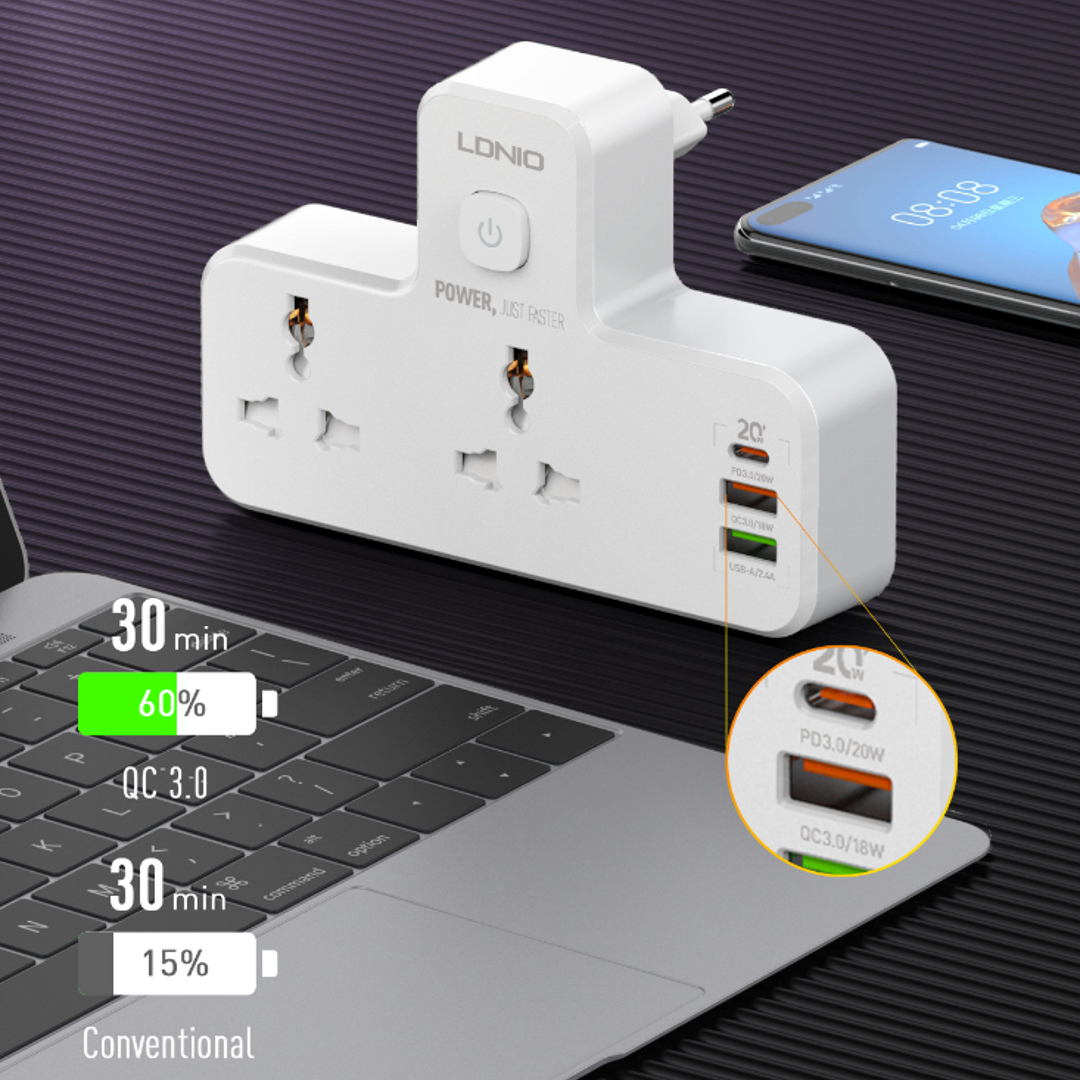 LDNIO - Universal Power Socket With Night Lamp casemarts