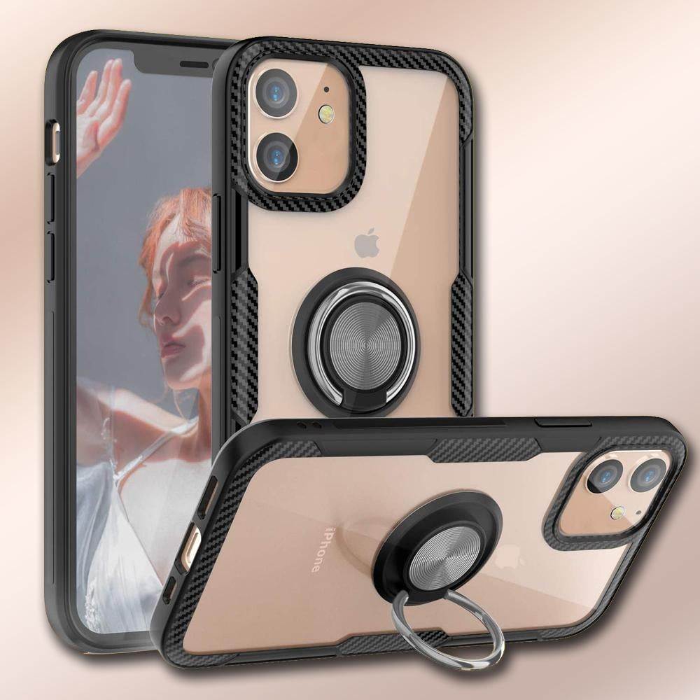 iPhone 12 Shockproof Transparent Metallic Ring Holder Case casemarts