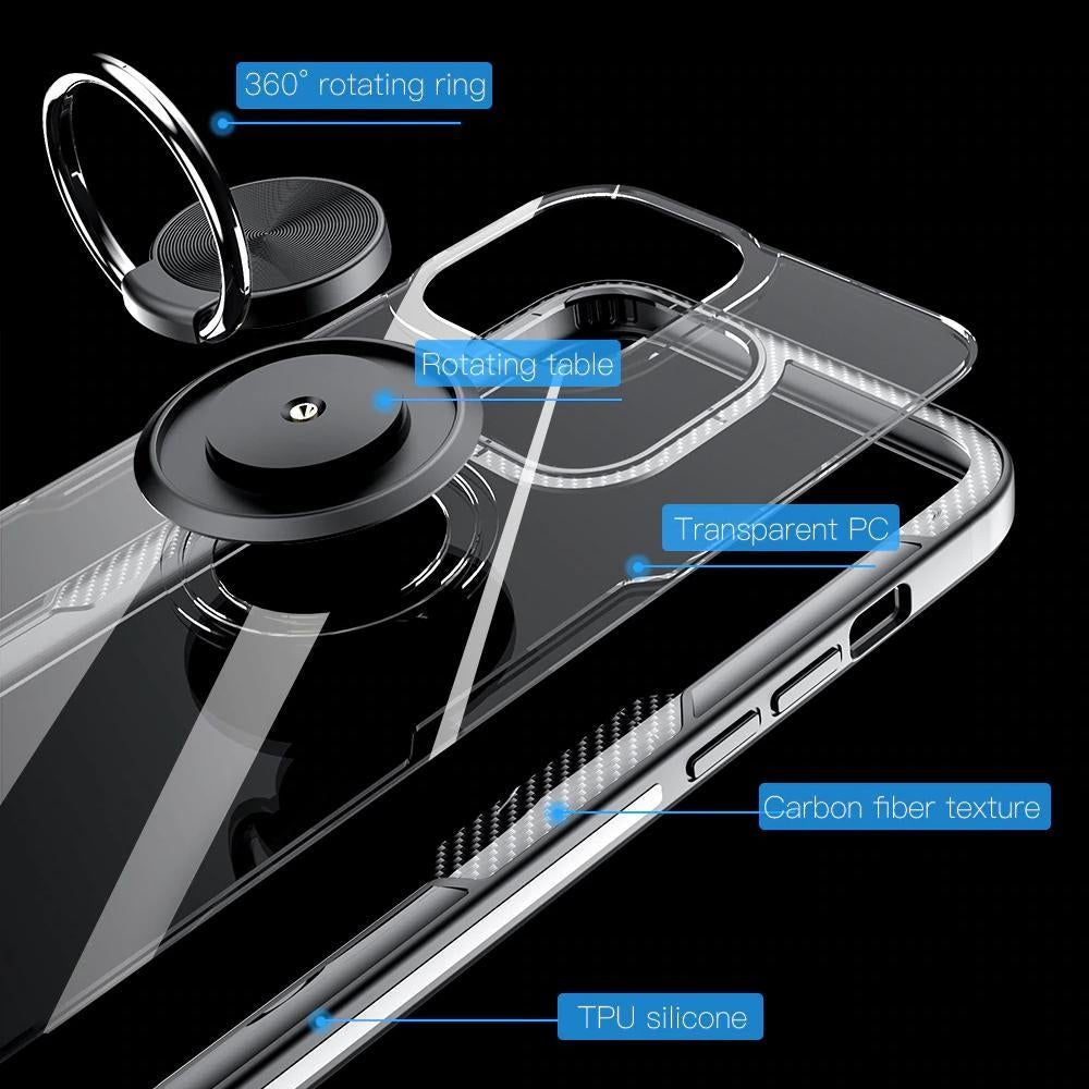 iPhone 12 Pro Shockproof Transparent Metallic Ring Holder Case casemarts