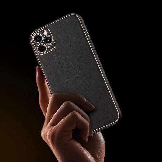 iPhone 12 Pro Max Leather Textured Gold Plated Case casemarts