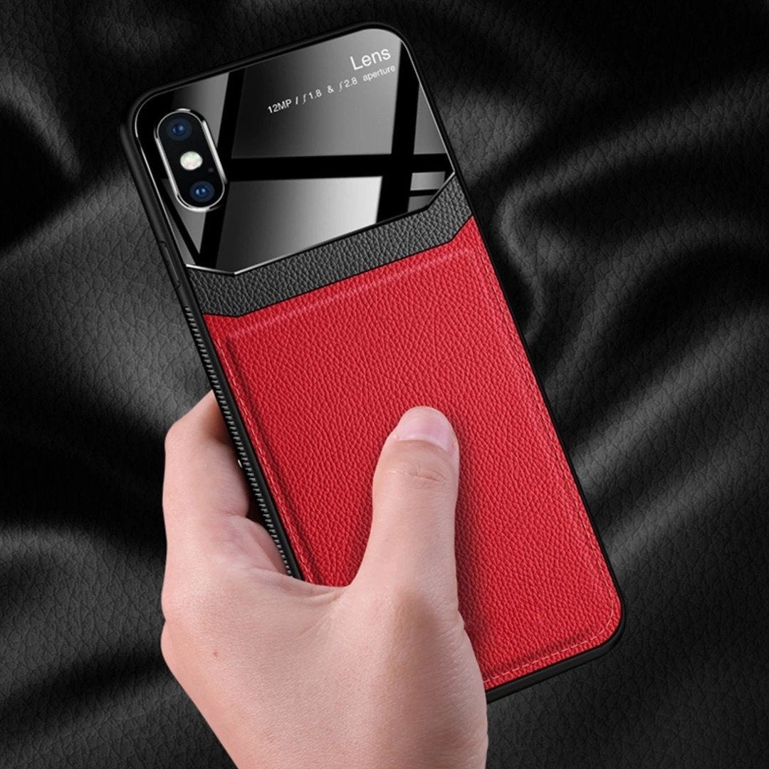 iPhone XS Sleek Slim Leather Glass Case casemarts